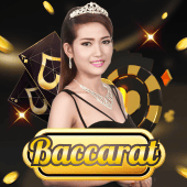 Baccarat game icon with playing card artwork