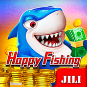Happy Fishing game icon with cheerful sea creature artwork